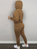 Casual Sport Embroidered Fleece Hoodies and Sweatpants 2 Piece Set Sportswear