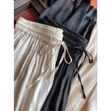 Spring And Autumn Leisure Spring And Summer Radish Harlan 2023 New Wide-Legged Trousers Feel Full Of Solid Color Trousers-Outfit