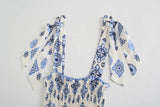 Women's New Blue Print Sling Dress