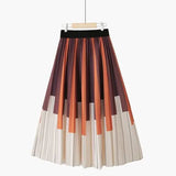 Autumn New Korean Sweet A-Line Skirts Women High Waist Elegant Print Skirt Vintage Kawaii Midi Faldas