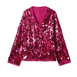 New Women's Shirt Fashion Solid Color Beads And Uniform V-Neck