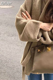 Sweater Jackets Women's Clothing Bandage Temperament Sueter Mujer Loose Casual Knitted Cardigan Y2k Tops Pull