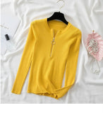 O Neck Striped Sweaters Knitted Zipper Pullover Long Sleeve Woman Sweaters Tops Slim Casual Soft Jumper Pull Femme