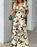 Independent Station Spring And Summer Fashion Printing New V-Collar Trouser Leg Jumpsuit-Outfit