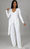 Knit V-Neck Irregular Top and Pants Elegant 2 Piece