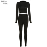 Sisterlinda Women Sporty Active Wear Matching Sets Fall Long Sleeve Tops Tees And Leggings 2 Two Piece Workout Outfits