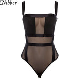 women's Sexy Backless see-through Bodysuit 2019 spring New Hollow Out Black jumpsuit ladys Floral Shoulder Strap
