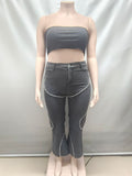 Women's Casual Jeans Women's New Trend Clear Diamond Splicing Straight