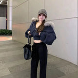 Autumn And Winter New Products In Plus Velvet Fashion Short-Term Repair Zipper Warm Tk Hooded Jacket