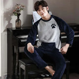 Winter Pajamas Thicken Warm Soft Flannel Pajamas Man Long-sleeved Sleepwear Couple Homme Nightwear
