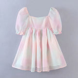 Princess Dress For Women Puff Sleeve Square Collar Office Lady Elegant Lovely Fashion Personality Birthday Mini