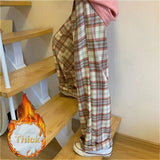 Pants Women Thick Fall Plus Size 4XL Chic Trendy Harajuku Plaid Teens High Waist Trouser Simple Korean Couples