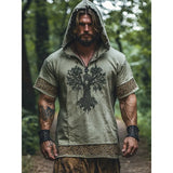 Men's Short-Sleeved Loose Casual Hoodie 3D National Style Digital Printing Short