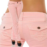 Jeans High Waisted Straight Skinny Stretchy Pant Streetwear Ladies Hole Washed Bandage Denim Pencil Pants Trousers