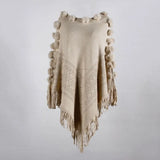 Cloak Sweater Shawl Outwear Warm Tassel Shawl Hairball Knitted Women Casual Loose Poncho Cape Coat Cloak Knitting