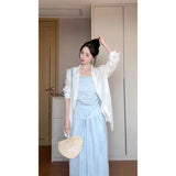 Sense Asymmetric Folding Design Corset Female High-Waisted Ponbo Skirt Niche Fashionable