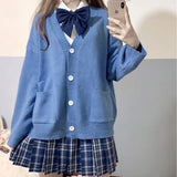 Style V-neck Sweater Knitted Cardigan Spring Autumn Cotton Sweater JK Uniform Multicolor Women's Wear Pull Femme