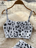 Leopard Print Women Two Piece Suits Summer Mini Camis Top+High Waist Short Skirt Suits 2022 Fashion Sexy Knitted