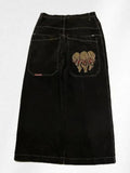 Men's Jeans Y2K Bag Vintage High-Quality Pattern Hip-Hop Street Leisure Men Harajuku Wide Legs-Outfit