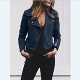 Women's Zipper Tunic Army Jacket Coats Casual Ladies Autumn Leather Jackets Zip Up Biker Coats Flight Tops Clothes