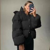 Casual Button With Hood Padding