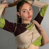 Turtleneck Hollow Out Sexy Women Yellow Skinny Mini Long Sleeve T Shirt 2020 Autumn Winter Basic Cropped Tees