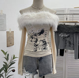 Real Shot Of The Long-Sleeved Long-Sleeved Shoulder-Clothed T-Shirt And Sweet And Spicy Niche Short Thin Velvet Bottom