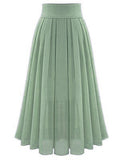 Temperament Commute Size Skirt Solid Color High Waist Super Pleated Chiffon