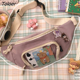 Packs Women Harajuku Fashion All-match Streetwear Stylish Kawaii Chest Bag Canvas Ulzzang Sweet Outdoor Travel Fanny