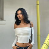 Sexy Fashion Collar T-Shirt Folded Umbilical