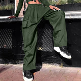 Celmia Streetwear Cargo Pant Women Pockets Back Elastic Waist All-match Pantalones De Mujer Casual Fashion Thin