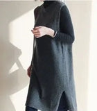 dress New Autumn Winter long cardigan Knitted Women Sweaters vest Sleeveless Warm Sweater Casual Solid Loose