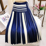 2021 New Hit Color Striped Skirts Japanese Streetwear High Waist Hip A-Line Skirt Korean Chic OL Pleated Faldas