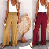 New Women's High-Waisted Long-Term Cotton-Sight Broad-Legged Trousers Loose And Relaxed Casual Broad-Legged
