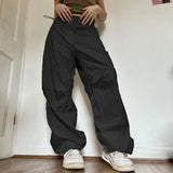Summer New Style Spice Girls Fashion Street Retro Leisure Low-Waisted Loose Woven Trousers-Outfit