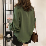 Spring New 4XL Casual Long Sleeve Shirt Solid Wild Fashion Shirts Korean Loose Thin Trumpet Sleeves Blouse Women