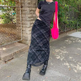 Online Celebrity Romantic Holiday Style Double Plaid Long Skirt Shows The Trend Of Slimming-Outfit