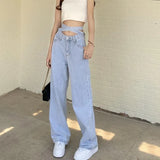 Waist With Pure Desire Hot Girls' Pants Jeans Women's Summer Loose Wide-Legged Trousers Straight Trousers Floor Trousers-Outfit