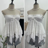 Shooting Holiday Wind Bra Strap With Bow Irregular Dress Loose Thin Short Sleeveless Top