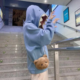 Deeptown Funny Shark Patchwork Hoodies Women Autumn Kawaii Sweatshirt Oversized 2021 Casual Long Sleeve Pullover School