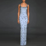 Star Fashion Heavy Industry Nails Studded Elastic Vest Long Dress Dress