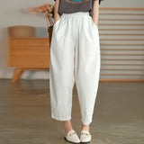 Summer Women's Capri Pants Oversize High Waist Calf-Length Loose Trousers Casual Cotton Harem Pants for Women