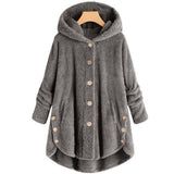 print jacket women's button solid color hooded