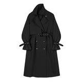 Casual Solid Women's Windbreaker Lapel Long Sleeve Double Breasted Loose Patchwork Trench Female 2022 Fashion
