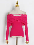 Korean Fashion Sweater For Women Slash Neck Long Sleeve Slim Solid Knitting Pullover Female Spring Clothing