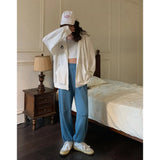 Wide Leg Pants Women Sweatpants Bow Embroidery Casual Pantalon Femme 2023 New Bottoms High Waist Straight Sweet Trousers-Outfit