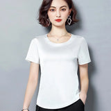 Imitation Silk Blouse Short Sleeve Satin Blouse Women Summer Ladies Office Blouses Womens Tops And Blouses