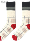 1 Pair Men Dress Socks Cotton Colorful Striped Plaid Printed Comfort Happy Socks Skate Funny Geometry Dot Wedding