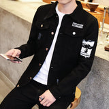 The Fall Of 2023, The New Men's Korean Fashion Jacket Is Slim And Handsome For Teenagers. Black Denim Jackets For Men.-Outfit