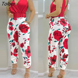 Jumpsuits Elegant 2023 Jumpsuits Sexy V-neck Sleeveless Printed Jumpsuit New Fashion with Belt Vest Playsuit